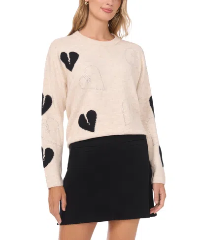 Vince Camuto Many Hearts Crewneck Sweater