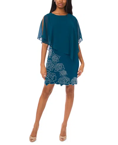 Msk Women's Side Drape Overlay Dress In Blue