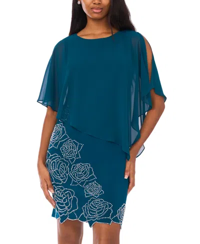 Msk Women's Side Drape Overlay Dress In Blue