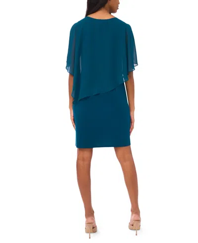 Msk Women's Side Drape Overlay Dress In Blue