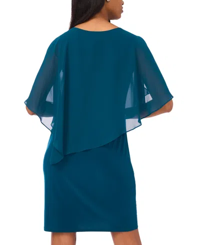 Msk Women's Side Drape Overlay Dress In Blue