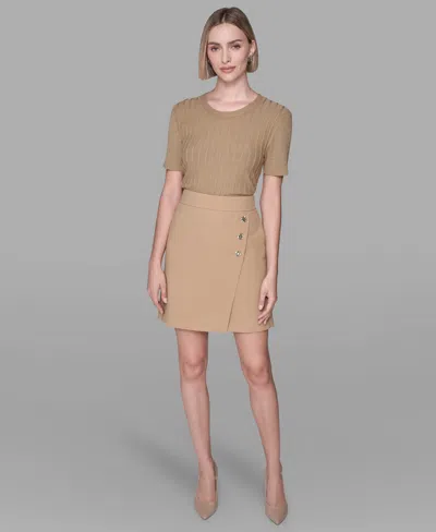 Karl Lagerfeld Women's Knee Length Button Detail Skirt In Brown