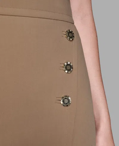 Karl Lagerfeld Women's Knee Length Button Detail Skirt In Brown