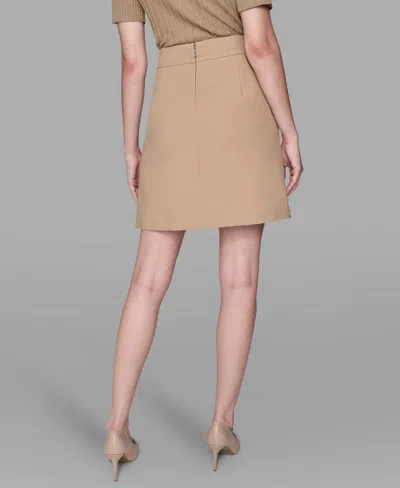 Karl Lagerfeld Women's Knee Length Button Detail Skirt In Brown