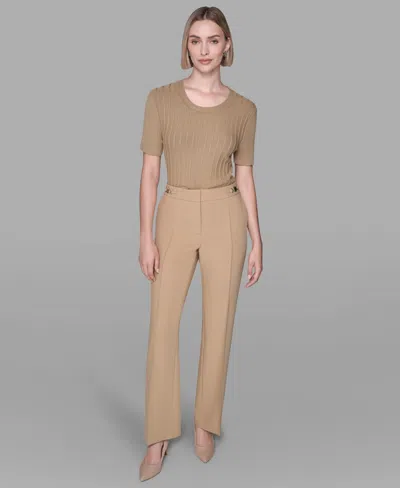 Karl Lagerfeld Women's Wide-leg Ankle Pants In Brown