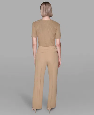 Karl Lagerfeld Women's Wide-leg Ankle Pants In Brown