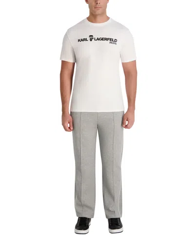 Karl Lagerfeld Men's Metal Logo Patch Track Pants In Gray