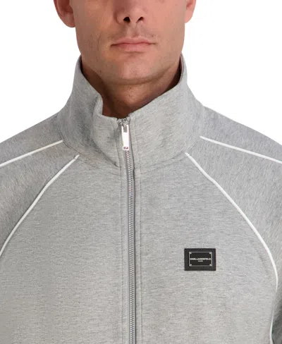 Karl Lagerfeld Men's Full Zip Track Jacket In Gray