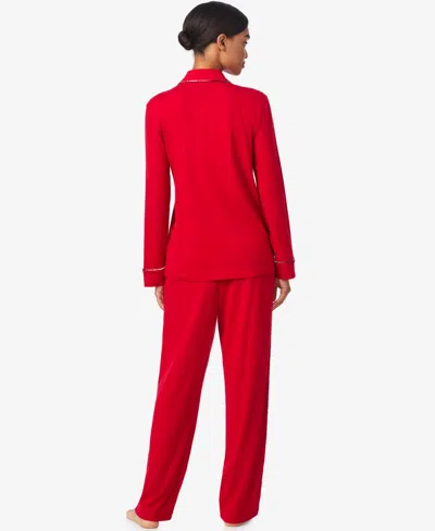 Ralph Lauren Women's Long Sleeves Notch Collar Pajama Set In Red