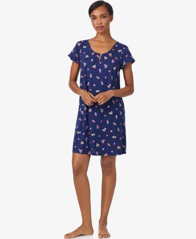 Ralph Lauren Ruffle Sleeve Keyhole Neck Gown In Blue