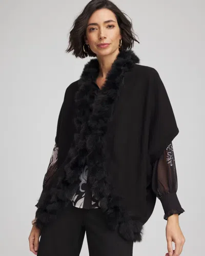 Chico's Faux Fur Cocoon In Black In Black