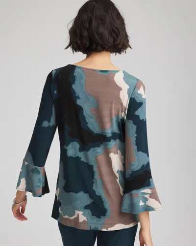 Chico's Travelers™ Crystal Flounce Sleeve Tunic In Teal Shadow