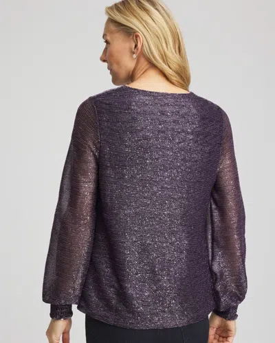 Chico's Foiled Bodre Top In Purple Elixir