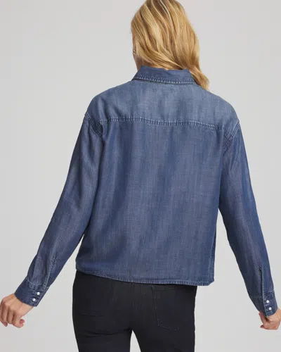 Chico's Embellished Tencel Collar Shirt In Kiruna Indigo