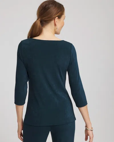 Chico's Travelers™ Asymmetrical 3/4 Sleeve Top In Teal Shadow