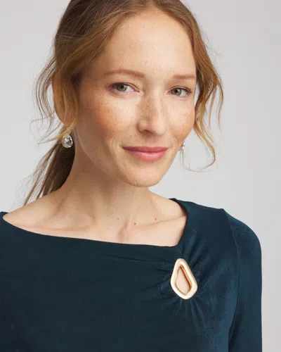 Chico's Travelers™ Asymmetrical 3/4 Sleeve Top In Teal Shadow