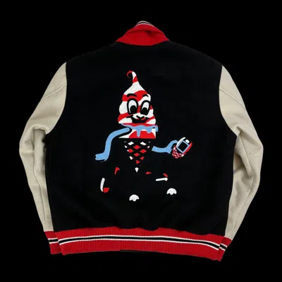 Pre-owned Billionaire Boys Club 2021 Ice Cream Eu Team Skate Cone Varsity Jacket In Black