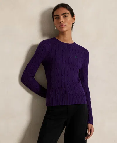 Polo Ralph Lauren Women's Cable-knit Cotton Crewneck Sweater In Purple