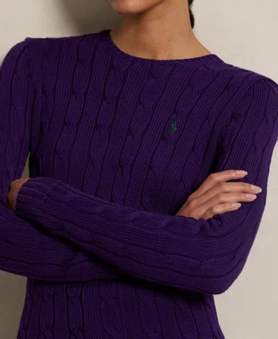 Polo Ralph Lauren Women's Cable-knit Cotton Crewneck Sweater In Purple