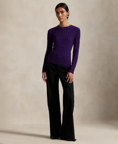 Polo Ralph Lauren Women's Cable-knit Cotton Crewneck Sweater In Purple