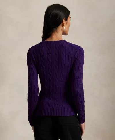 Polo Ralph Lauren Women's Cable-knit Cotton Crewneck Sweater In Purple