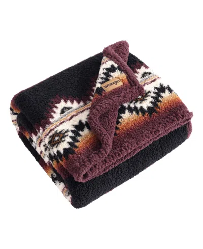 Wrangler Mountain Fog Printed Sherpa Throw, 50" X 70" In Multi