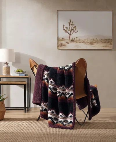Wrangler Mountain Fog Printed Sherpa Throw, 50" X 70" In Multi