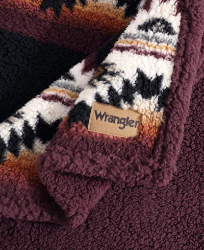 Wrangler Mountain Fog Printed Sherpa Throw, 50" X 70" In Multi