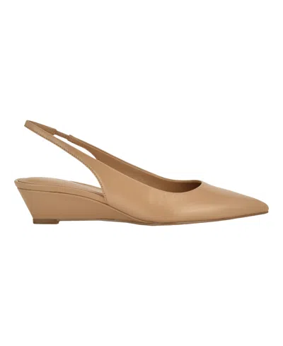 Calvin Klein Women's Mavalyn Tapered Low Wedge Slingback Pumps In Neutral