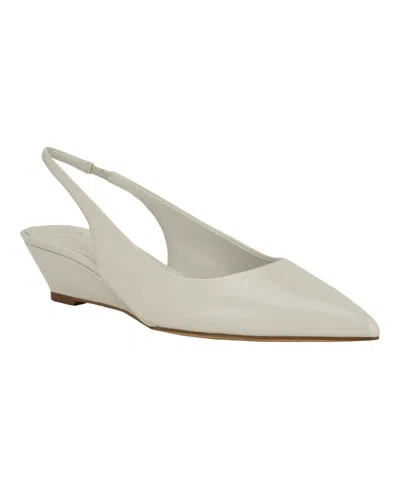 Calvin Klein Women's Mavalyn Tapered Low Wedge Slingback Pumps In White