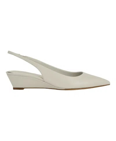 Calvin Klein Women's Mavalyn Tapered Low Wedge Slingback Pumps In White