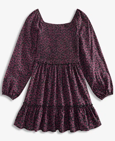 With Jules Big Girls Long-sleeve Smocked-bodice Dress