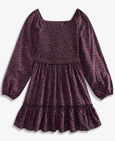 With Jules Big Girls Long-sleeve Smocked-bodice Dress