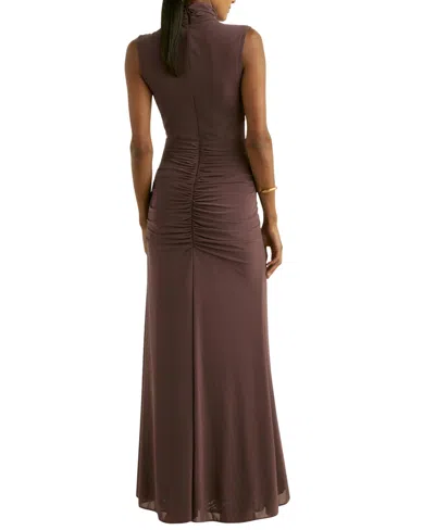 Reiss Taupe Daniella Petite Sheer Ruched Maxi Dress In Brown
