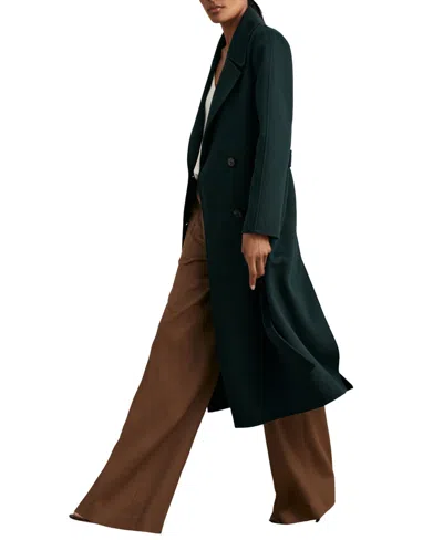 Reiss Women's Double-breasted Blindseam Wool-blend Coat In Green