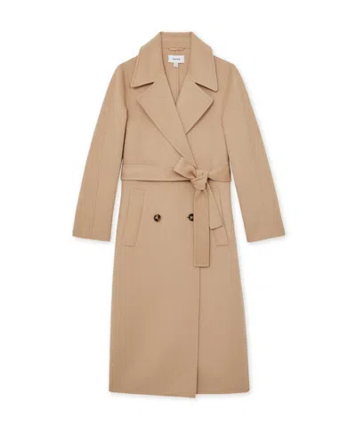Reiss Neutral Double-breasted Blindseam Coat Wool-blend In Neutral