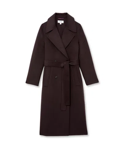 Reiss Chocolate Double-breasted Blindseam Coat Wool-blend In Black
