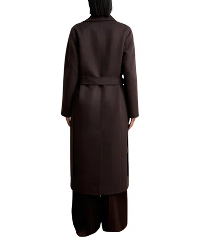 Reiss Chocolate Double-breasted Blindseam Coat Wool-blend In Black