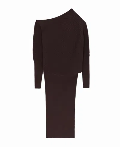 Reiss Lara One-shoulder Rib Knit Dress In Purple