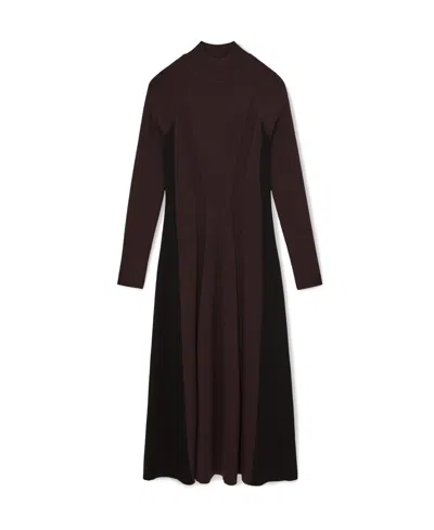 Reiss Women's Knitted Contrast-panel Midi Dress In Brown