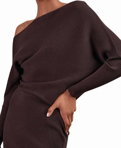 Reiss Lara One-shoulder Rib Knit Dress In Purple