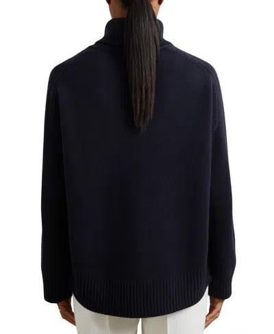 Reiss Womens Navy Brooklyn Roll-neck Wool And Cashmere-blend Jumper Xs In Blue