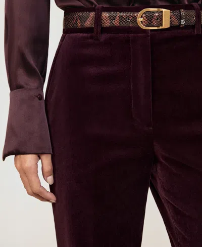 Reiss Burgundy Velvet Tuxedo-stripe Flared Trousers In Brown