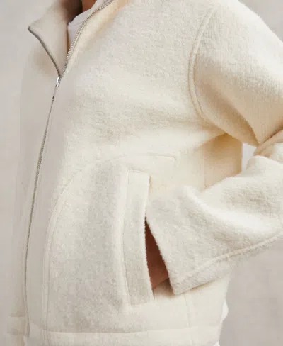 Reiss Cream Wool Felted Funnel-neck Jacket In White