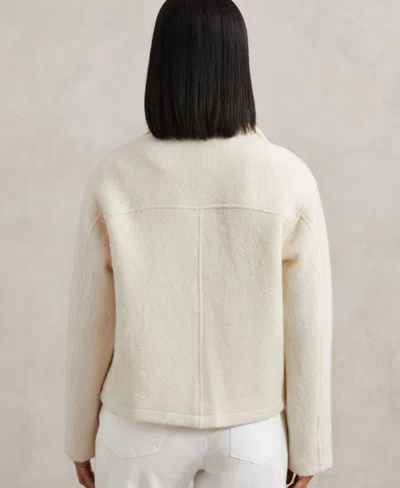 Reiss Cream Wool Felted Funnel-neck Jacket In White