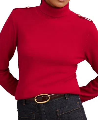 Reiss Corrine Wool Button Detail Knit Sweater In Red
