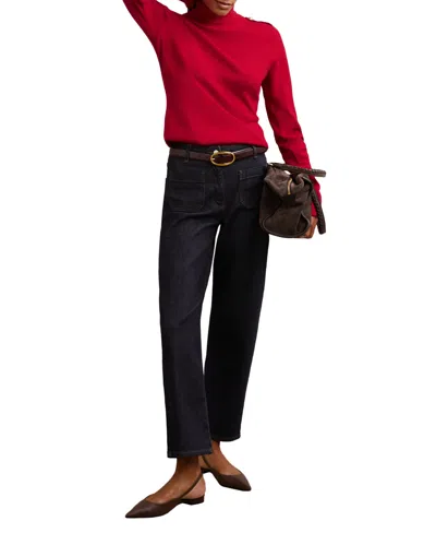 Reiss Corrine Wool Button Detail Knit Sweater In Red