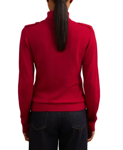 Reiss Corrine Wool Button Detail Knit Sweater In Red