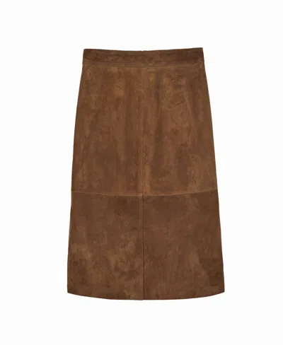 Reiss Women's Suede Straight-fit Midi Skirt In Brown