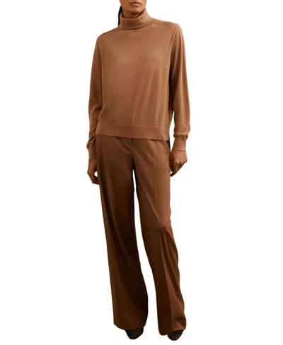 Reiss Camel Wool Roll-neck Jumper In Brown